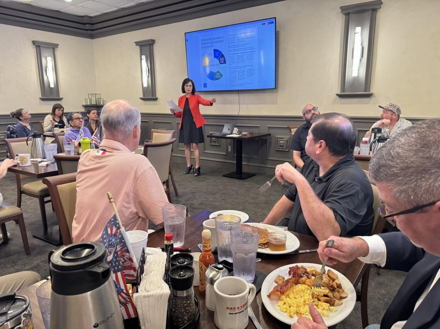 A Member Spotlight presentation at an Alamo Business Club breakfast meeting