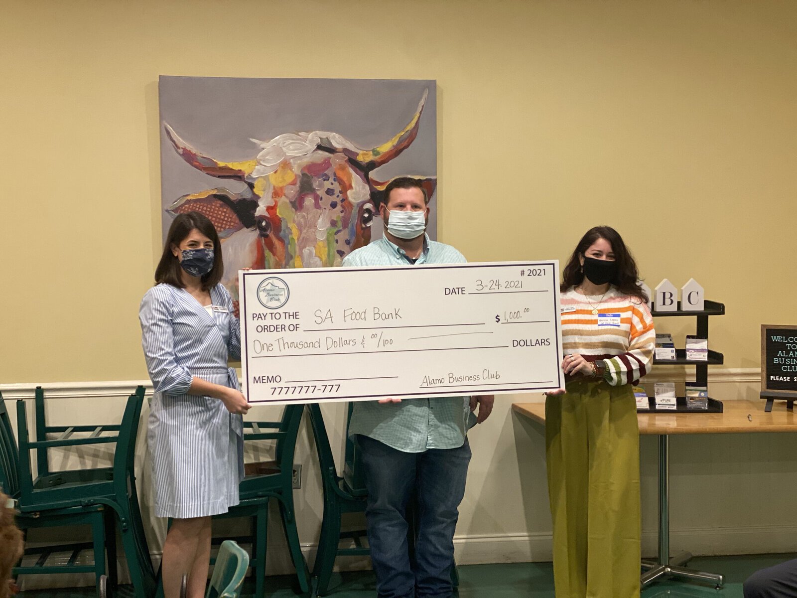 ABC members presenting the donation check to the San Antonio Food Bank