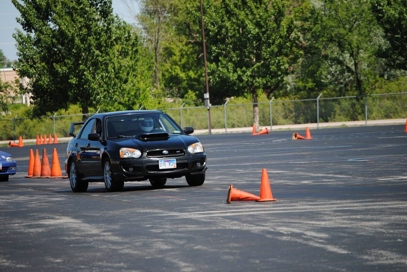 Preston Allen running his Subaru WRX STI through an autocross course