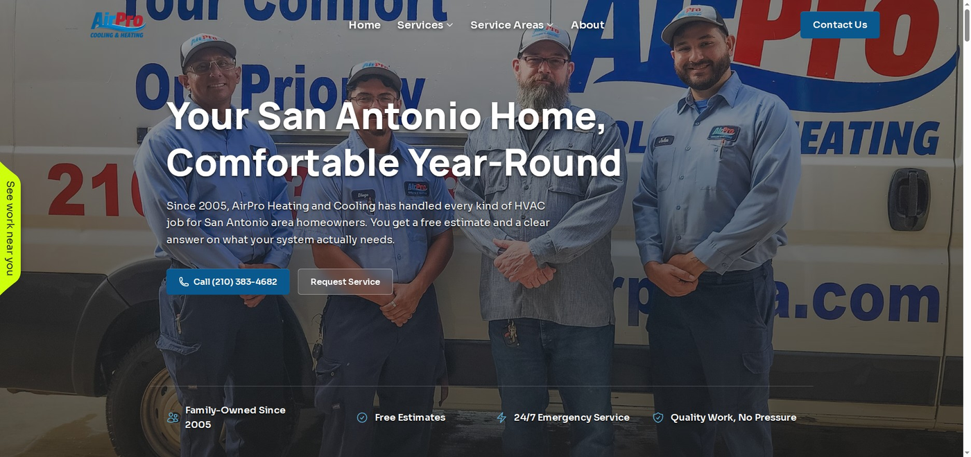 AirPro Cooling & Heating website by Allen Design & Development
