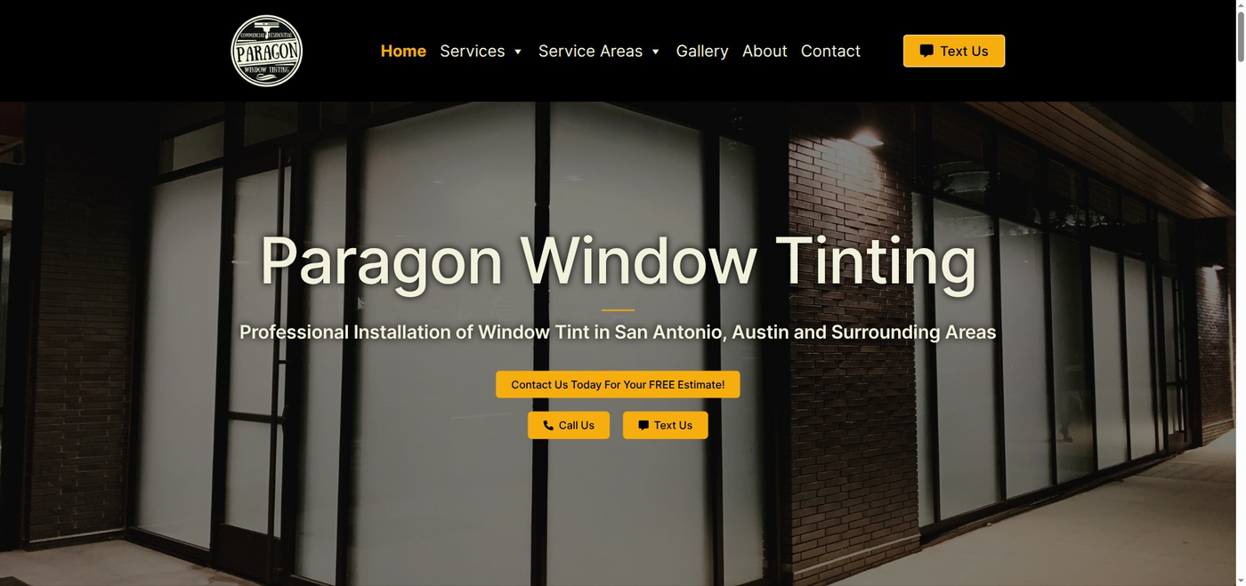 Paragon Window Tinting website
