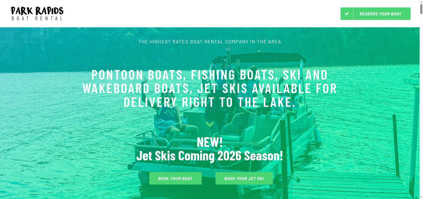 Park Rapids Boat Rental website built by Allen Design & Development