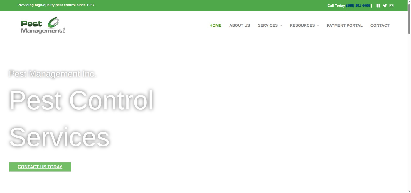 Pest Management Inc website built by Allen Design & Development