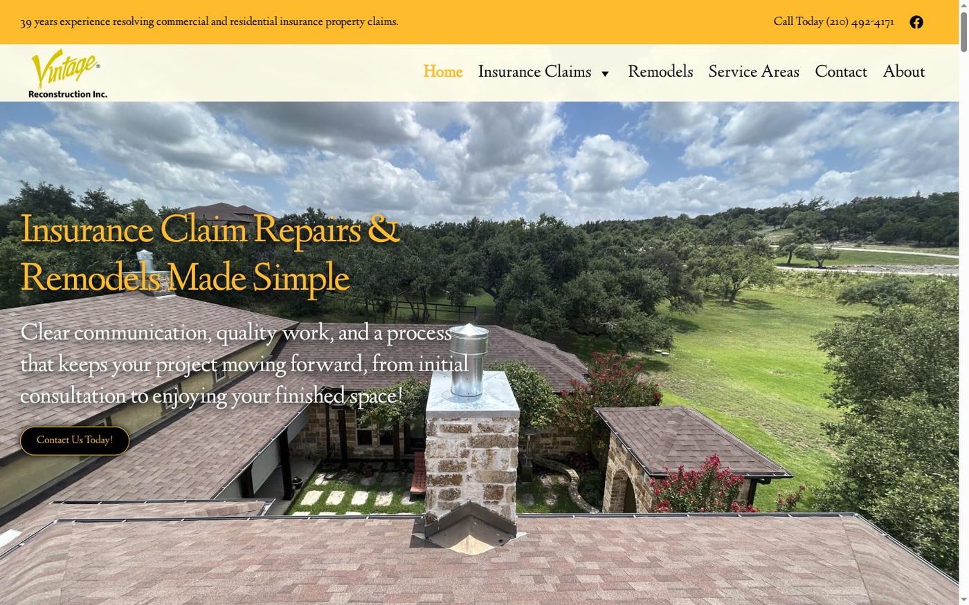 Vintage Reconstruction website by Allen Design & Development