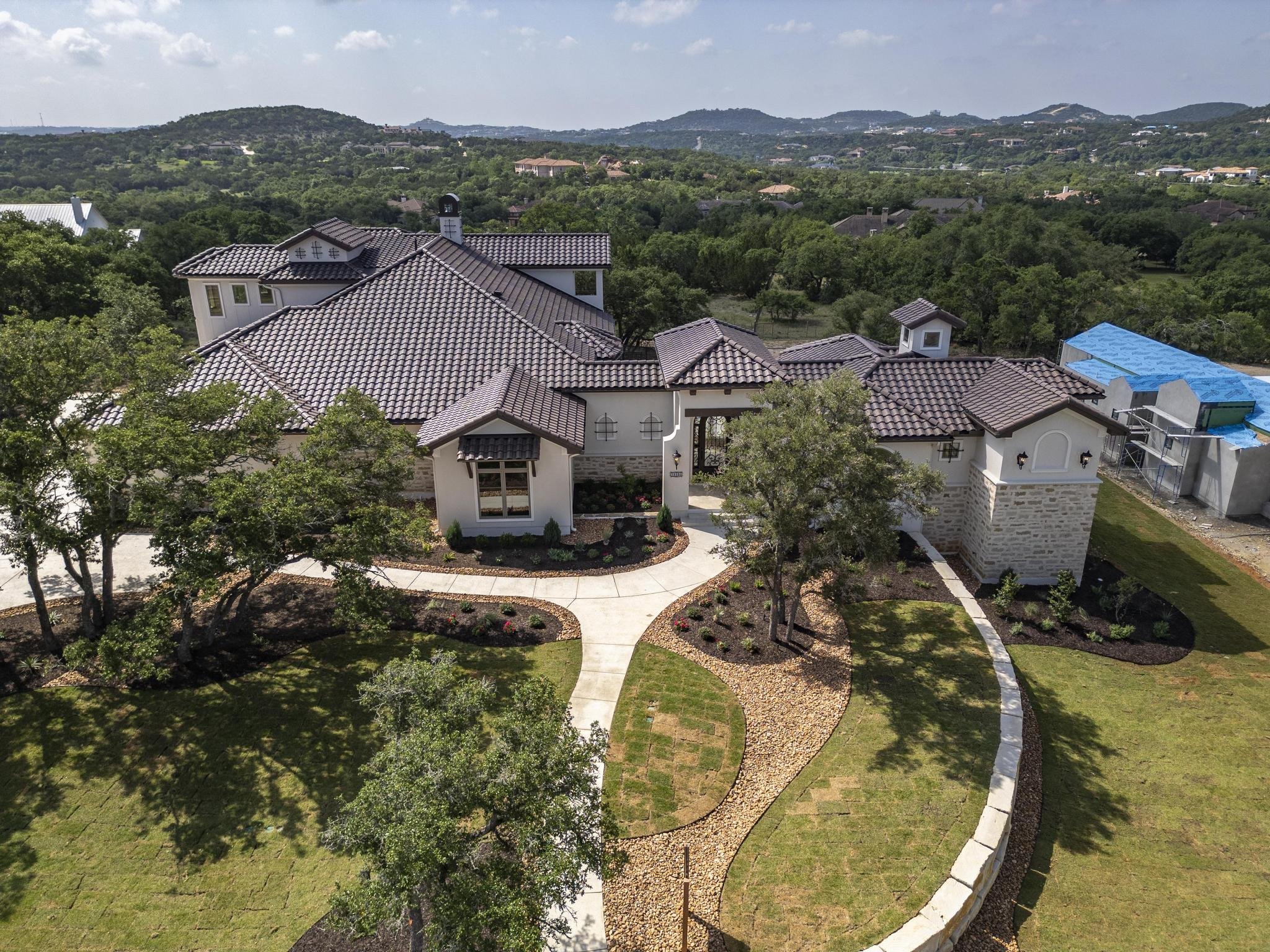 A Marquis Builders custom home in the San Antonio area, aerial view