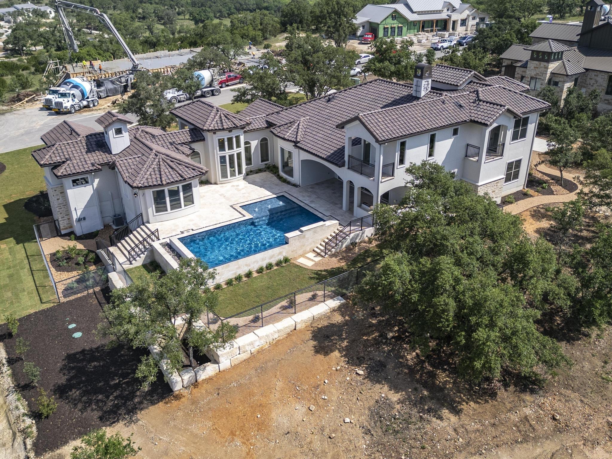 Marquis Builders custom home aerial view, 11130 Barreal