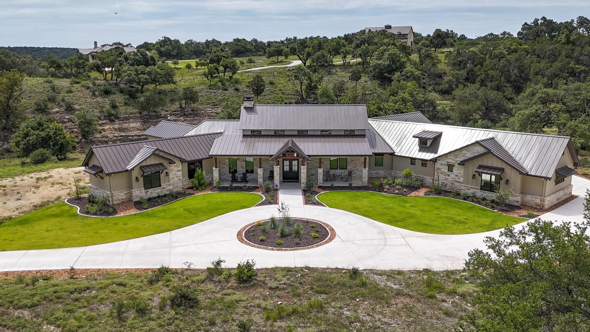 Marquis Builders custom home, aerial view, 24 Dry Bear Creek