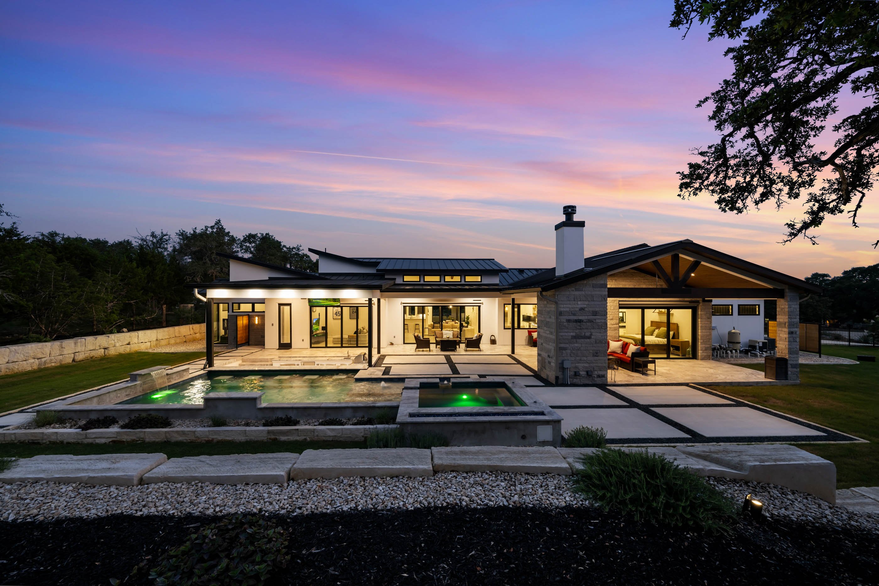 60 Ranch Point custom home by Marquis Builders, twilight exterior