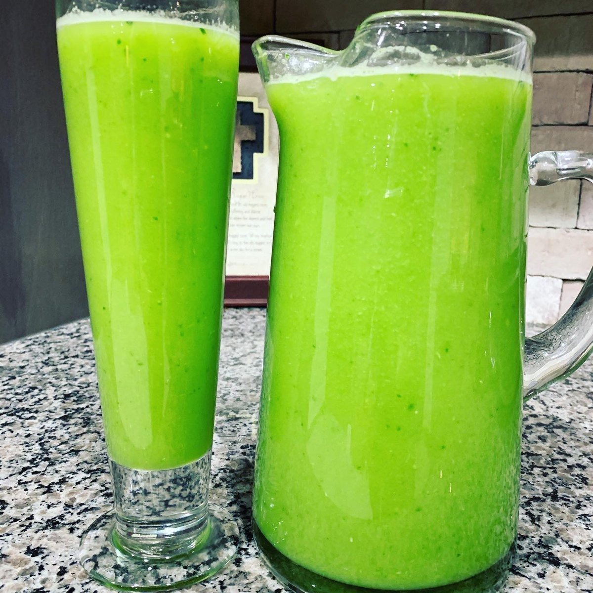 A fresh, vibrant green vegetable drink