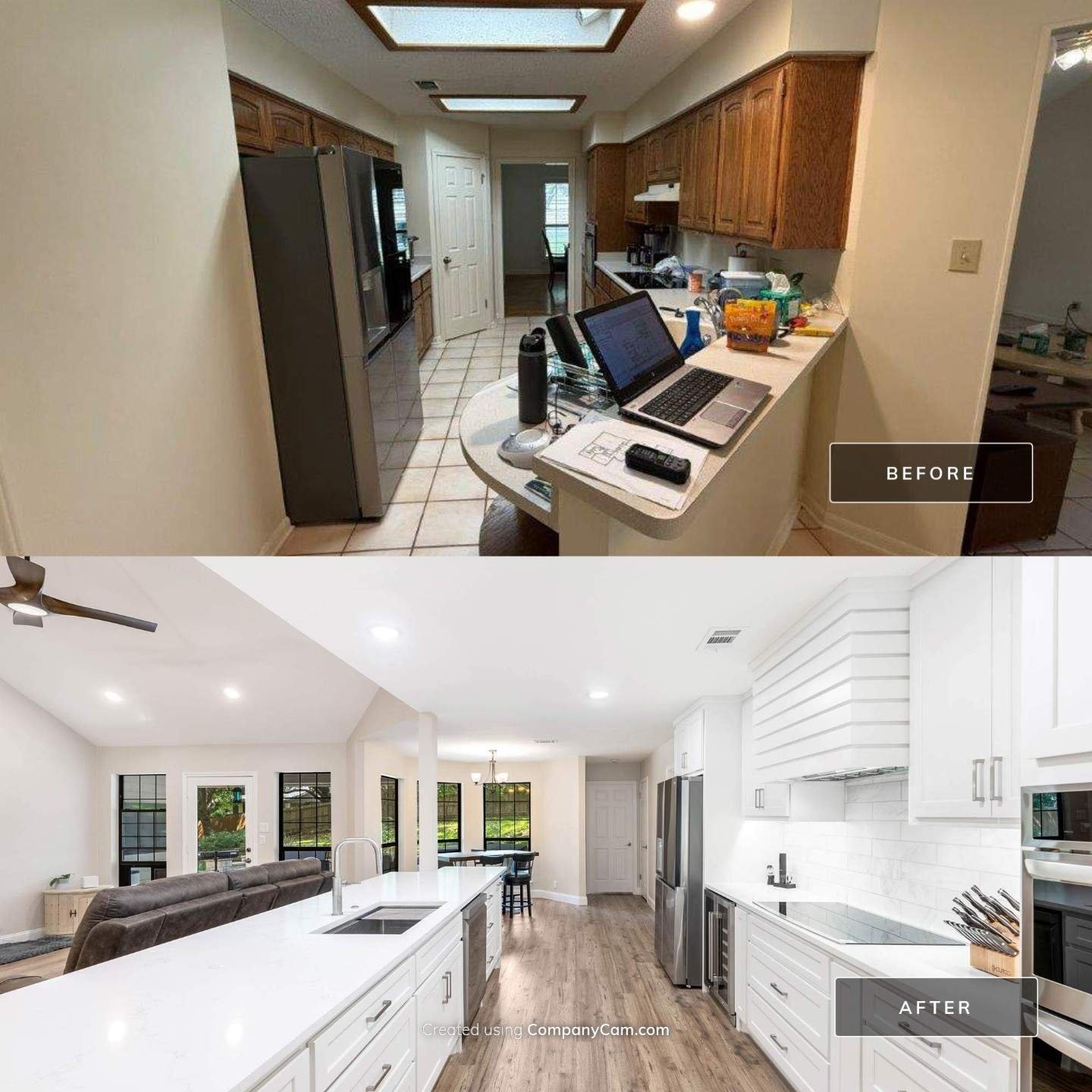 Home addition and layout change before and after